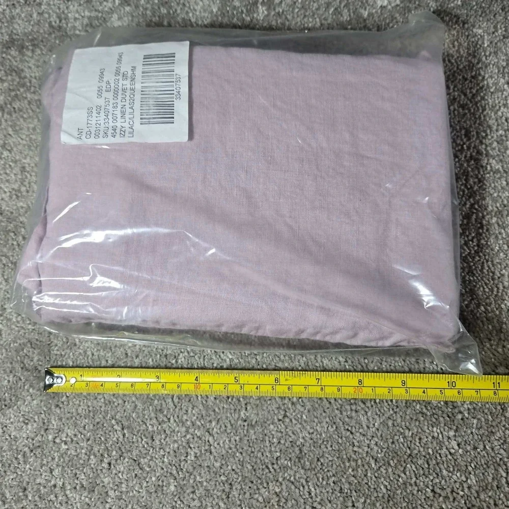 Anthropologie Izzy Linen Duvet Cover Lilac Solid - 2 Queen Standard Shams